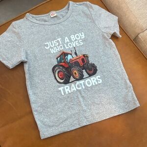 Gray Tractor Print Kids T-Shirt